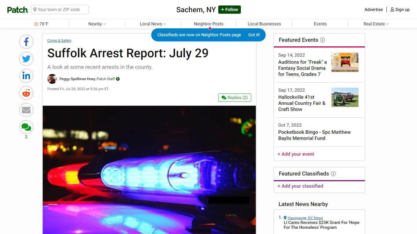 Suffolk Arrest Report: July 29 | Sachem, NY Patch